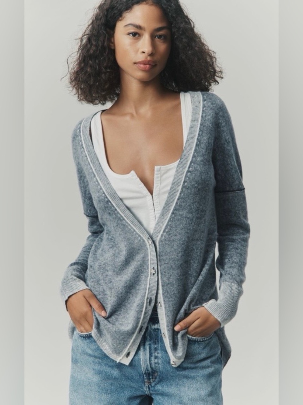 Anthropologie x Pilcro Cashmere Cardigan Sweater in Gray Size XL NWT READ